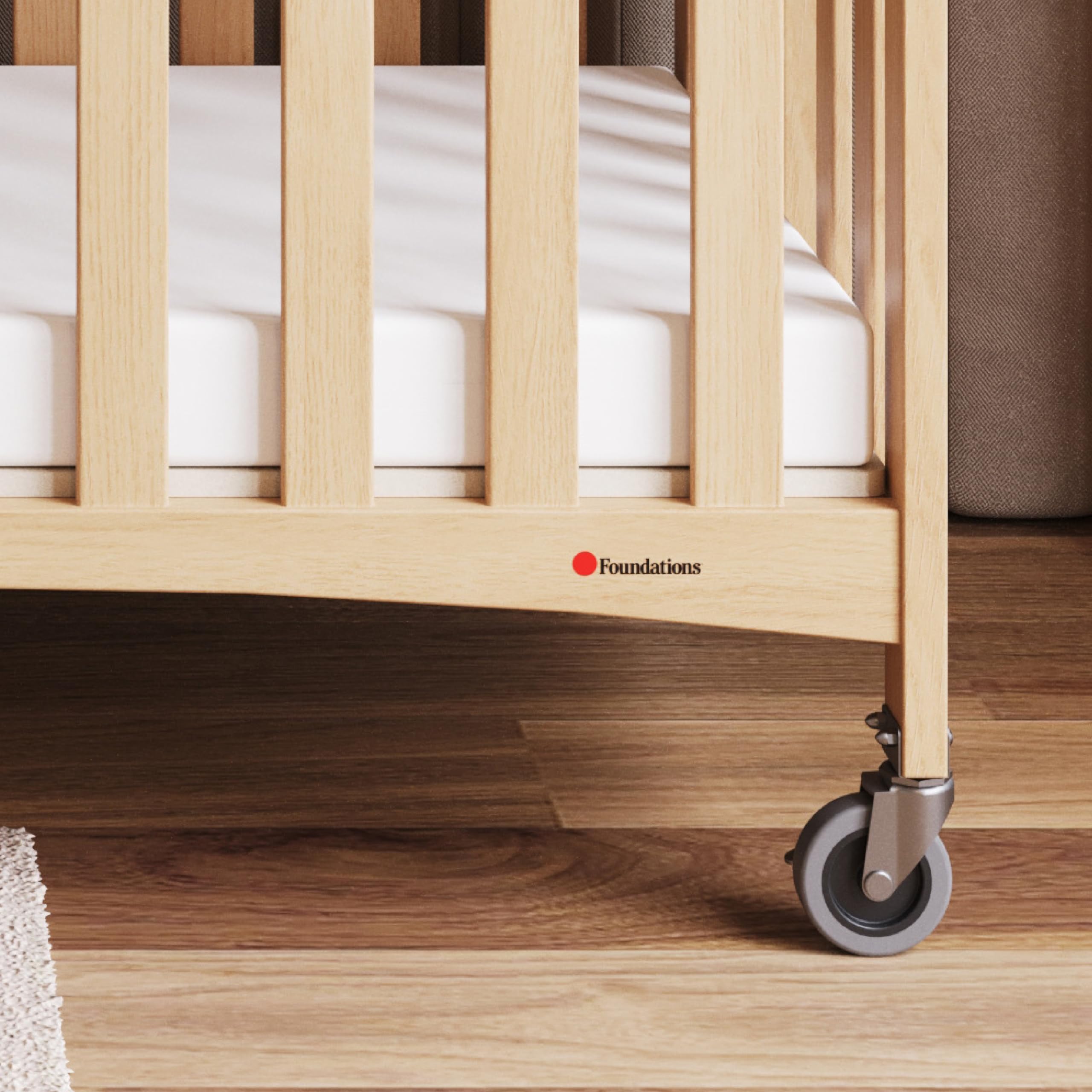 Compact Folding Crib with Foam Mattress and Casters
