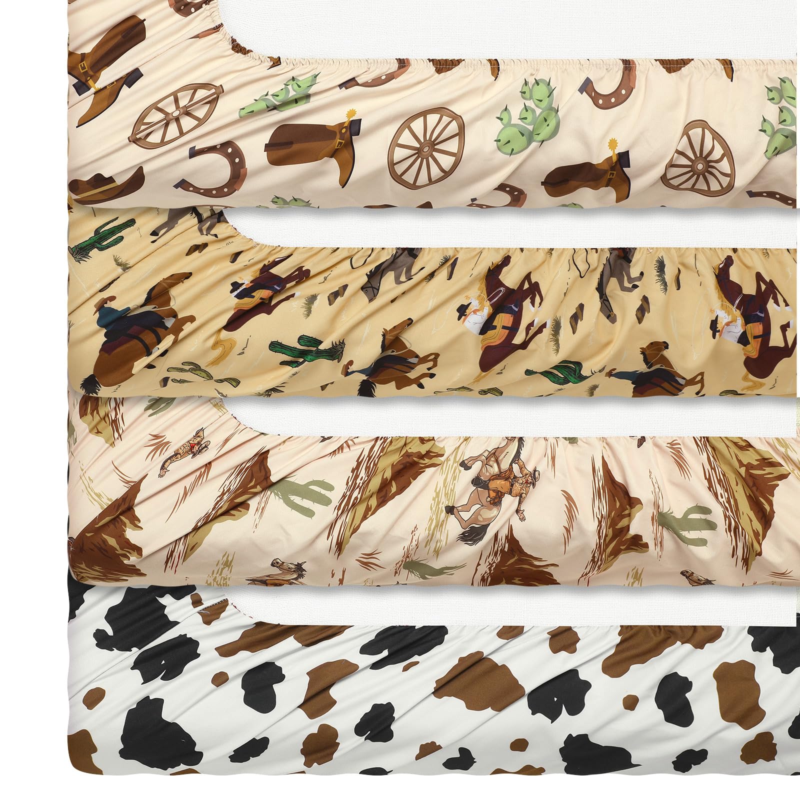 Western Cowboy Crib Sheet Set - 4 Piece Fitted Sheets for Standard Crib