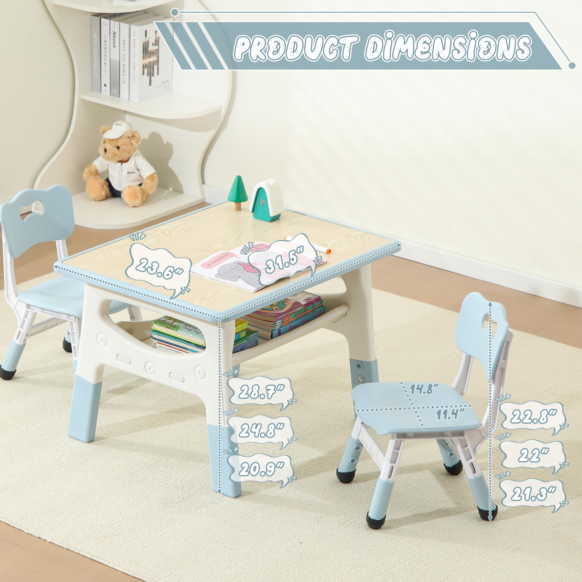Kids Table and Chair Set with Storage