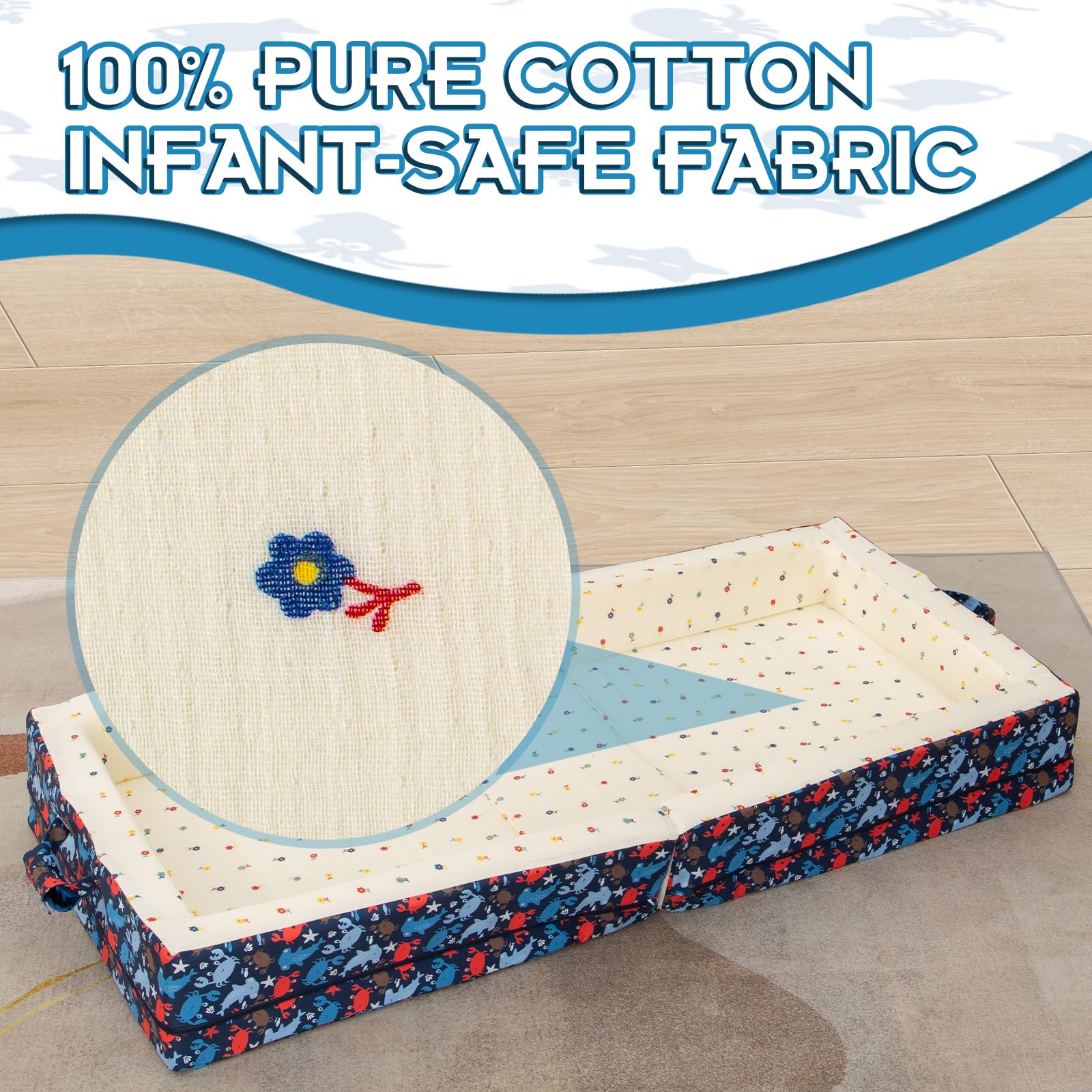 Portable Foldable Toddler Travel Bed with Washable Cover