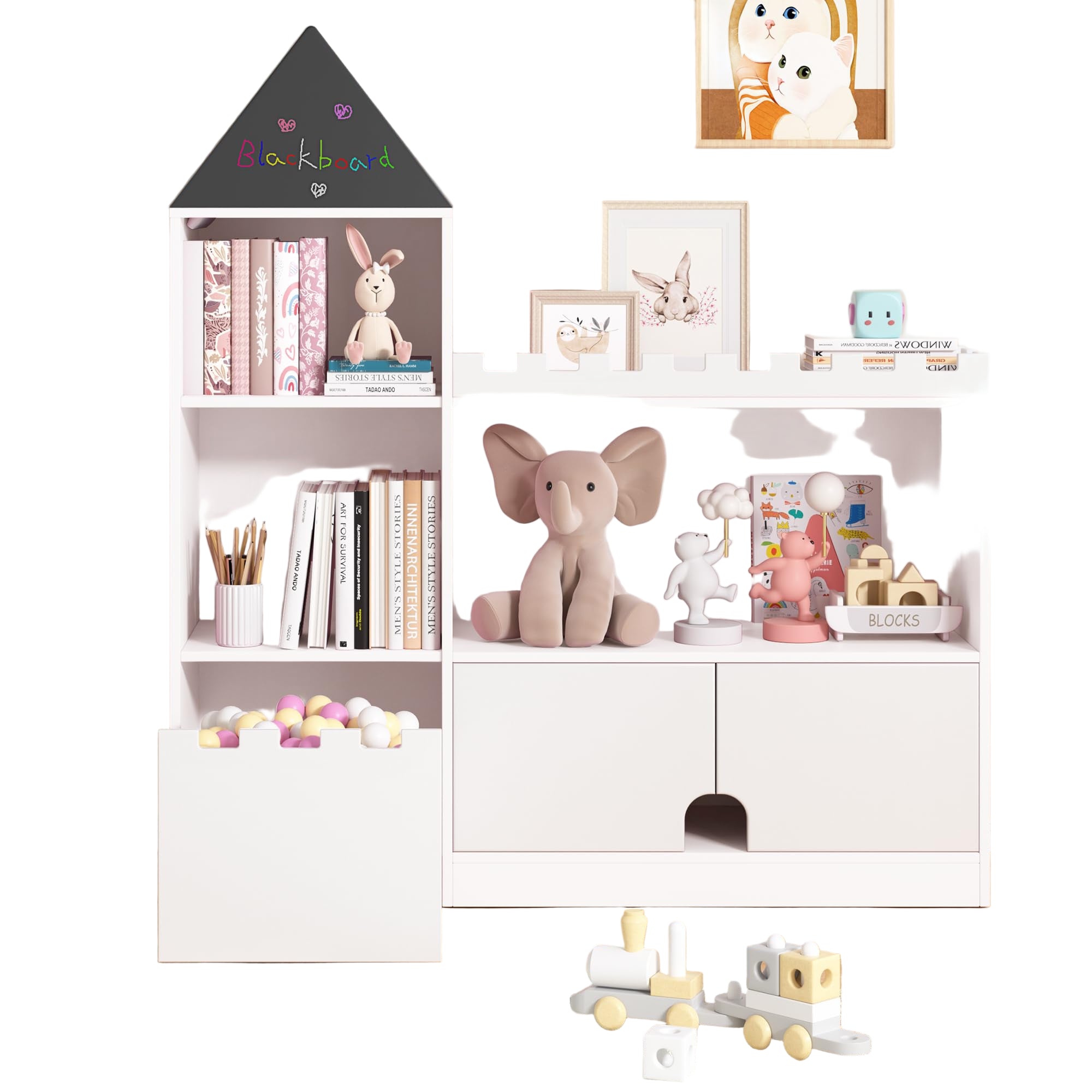Storage Organizer, Kids Castle Bookshelf, 6 Cubby Children