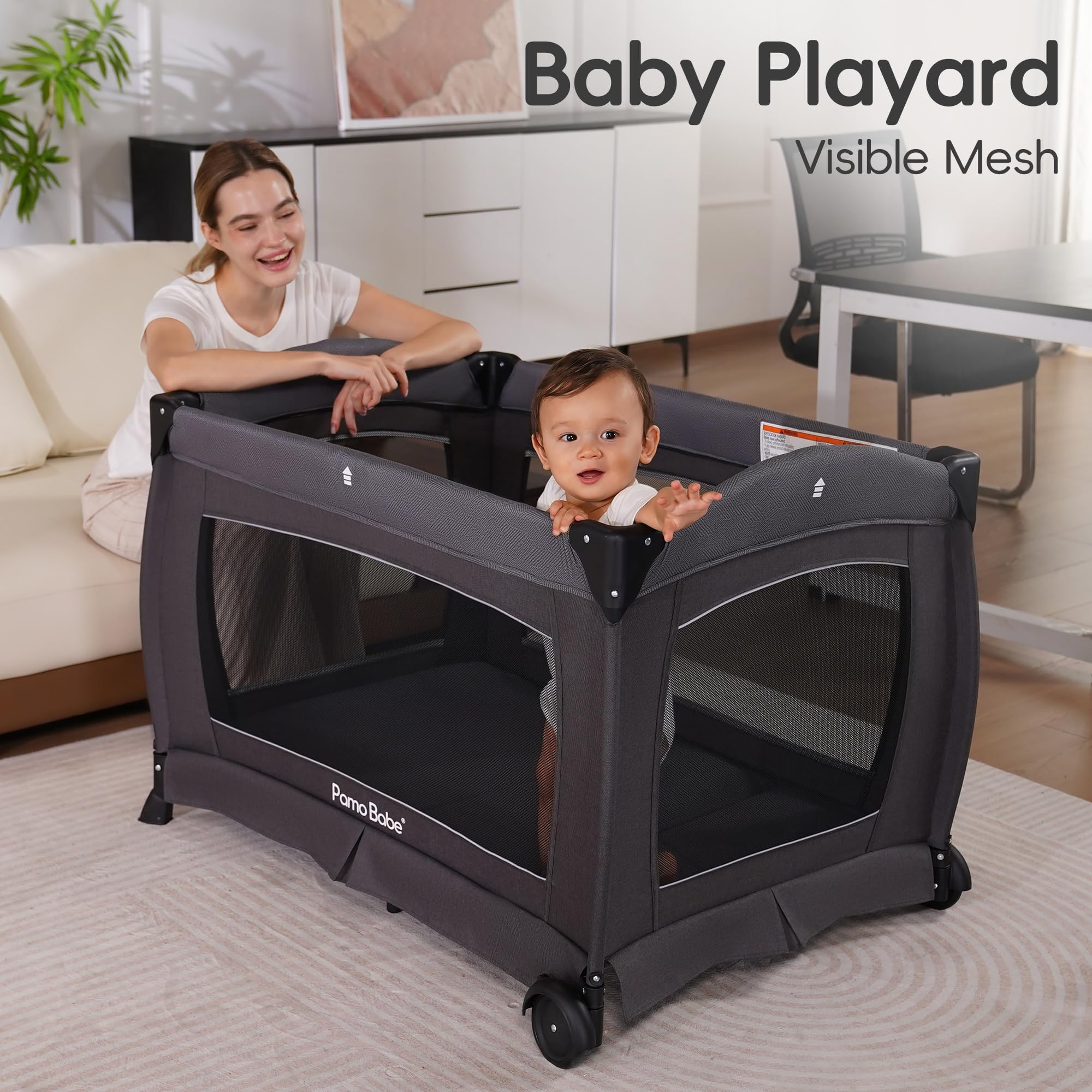 4-in-1 Portable Baby Playard with Bassinet and Changing Table