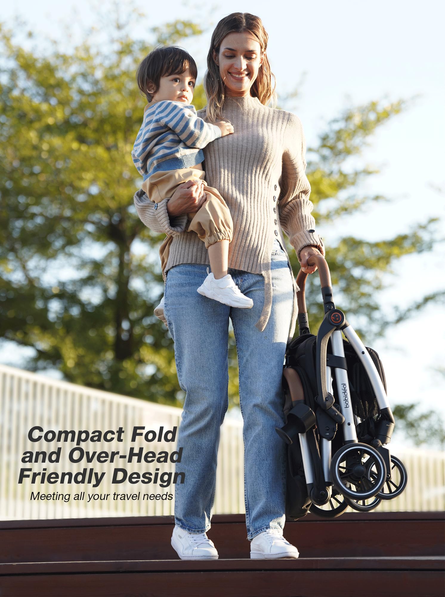 Lightweight Travel Stroller for Baby, Self-Folding Toddler Stroller with Large Canopy