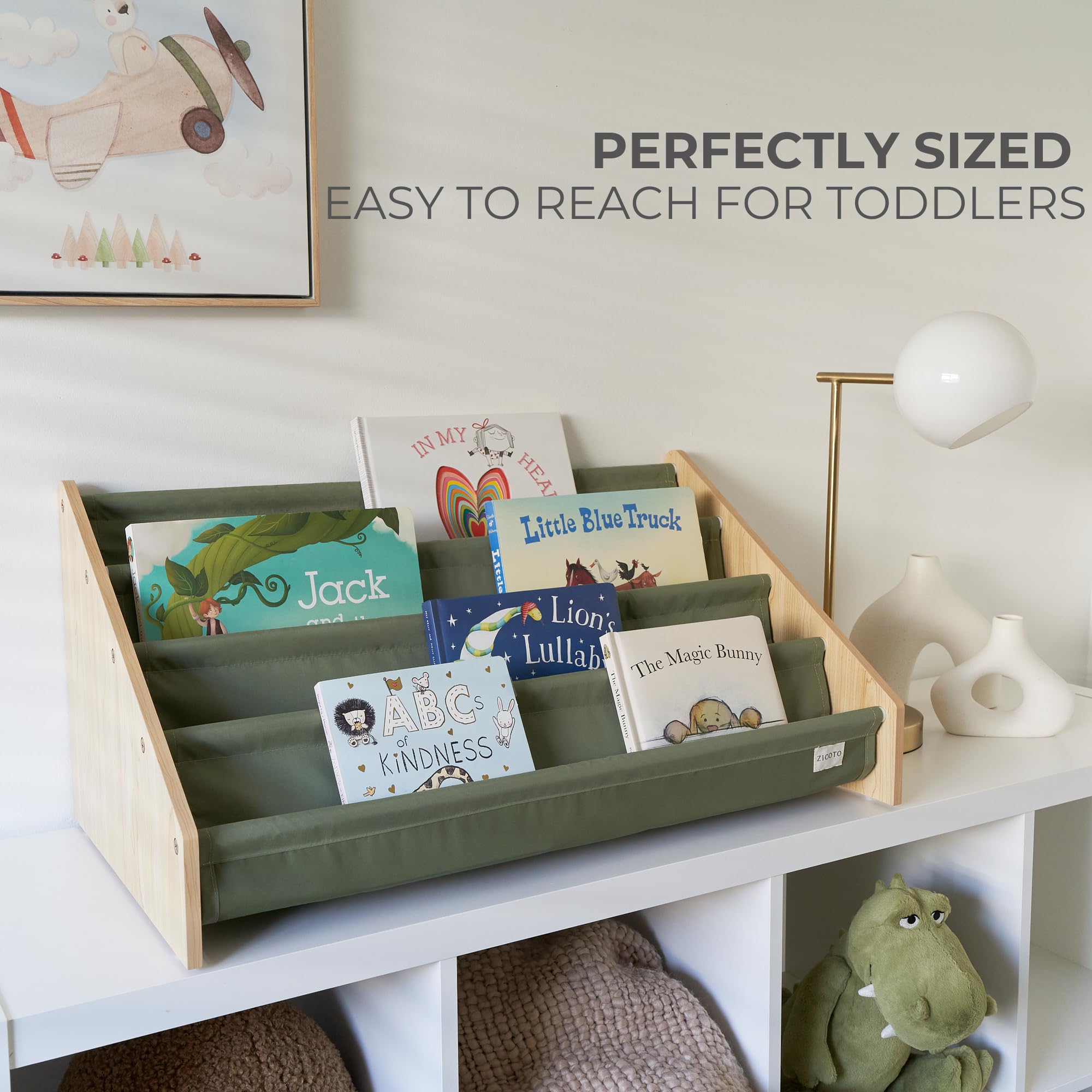 Wooden Kids Bookshelf Montessori Storage Organizer
