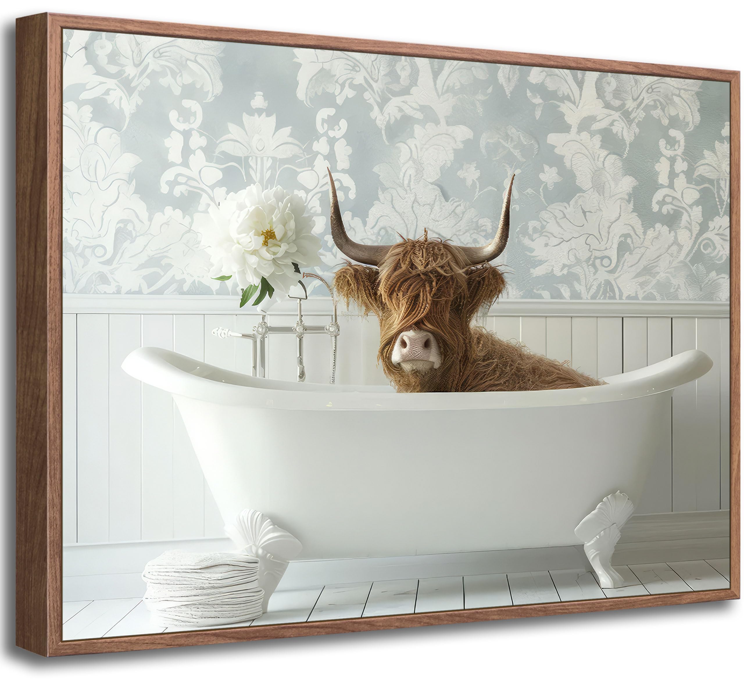 Highland Cow Bathroom Wall Art Canvas Poster