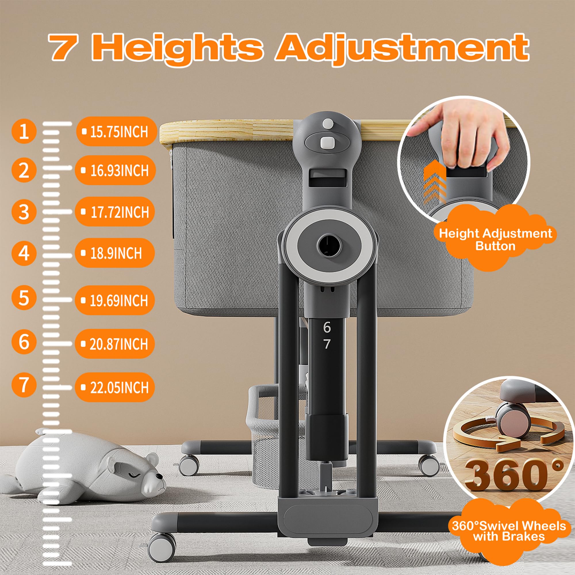 4-in-1 Rocking Bassinet with Adjustable Height