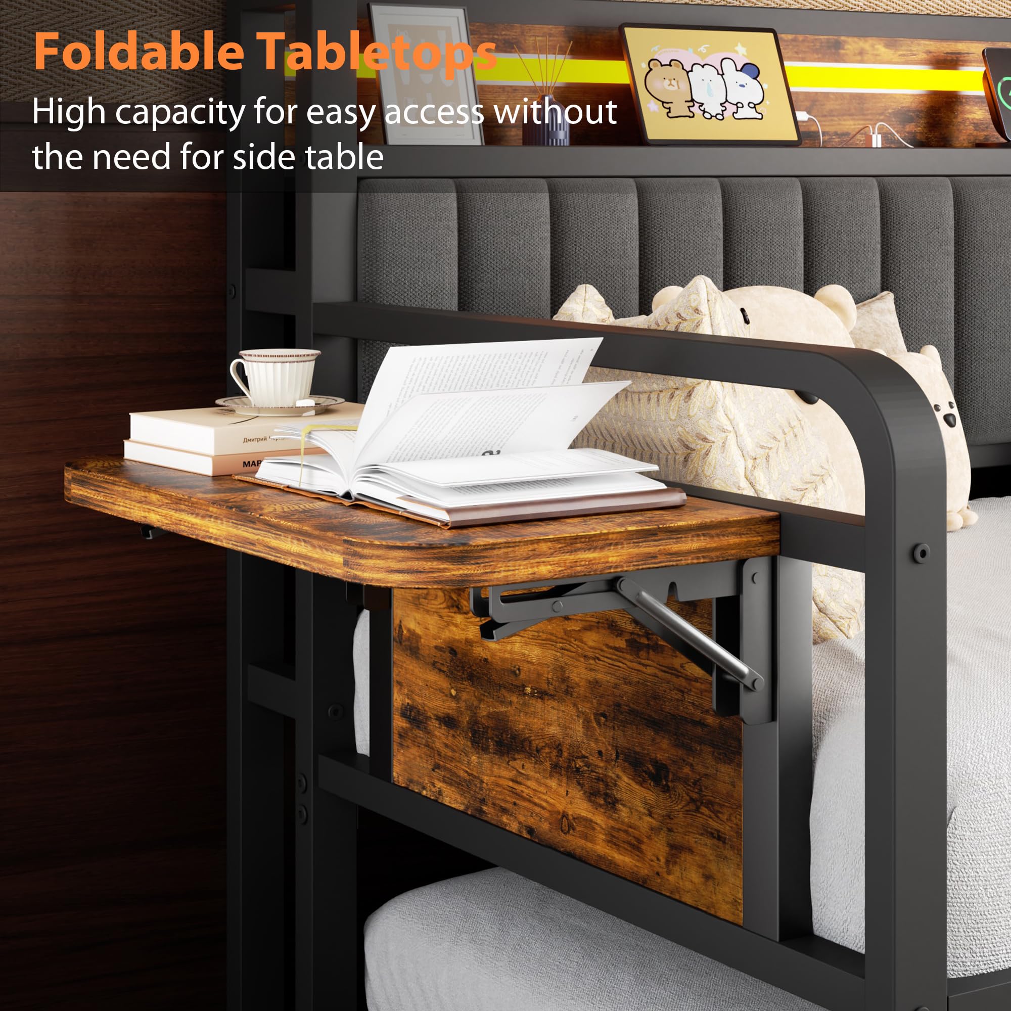 Twin Daybed with Pop-Up Trundle and LED Lighting