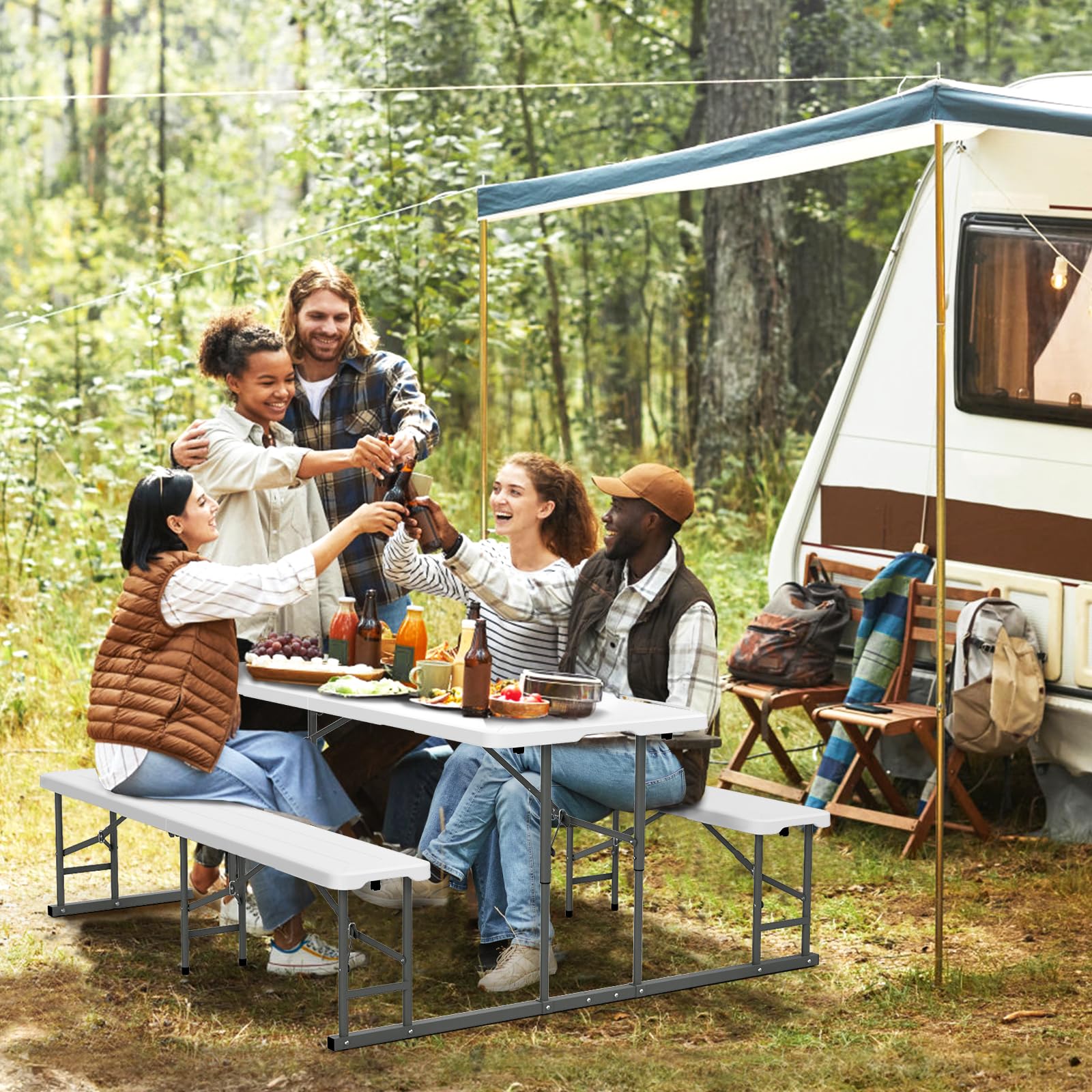Folding Picnic Table and Bench Set