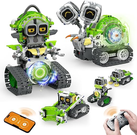 5 in 1 STEM Robot Building Toys for Boys Age 8-13, 494PCS Remote
