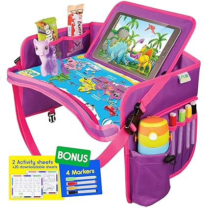 Car Seat Tray for Toddler - Waterproof Carseat Table Top - Kids Travel Tray