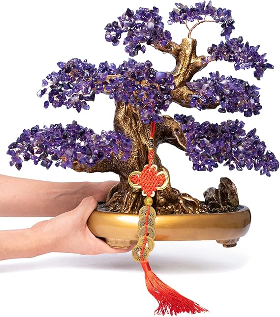 Green Aventurine Gemstone Crystal Bonsai Tree of Life Large Feng Shui