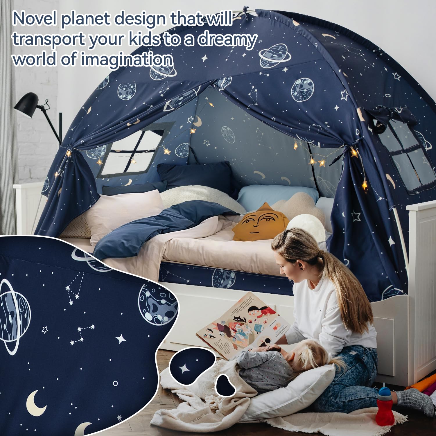 Full Size Space Galaxy Bed Tent Canopy for Kids