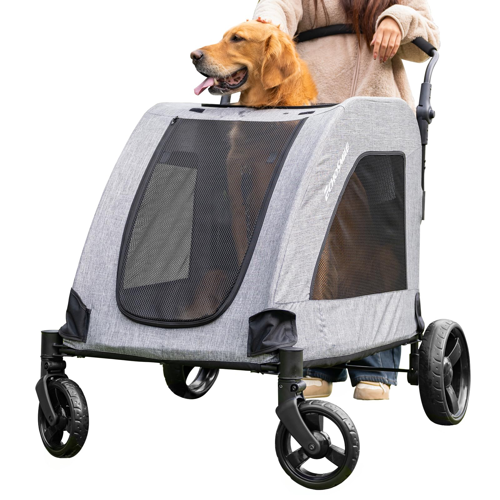 XL Extra Large Dog Stroller - Adjustable Handles,Lightweight Folding Pet Stroller