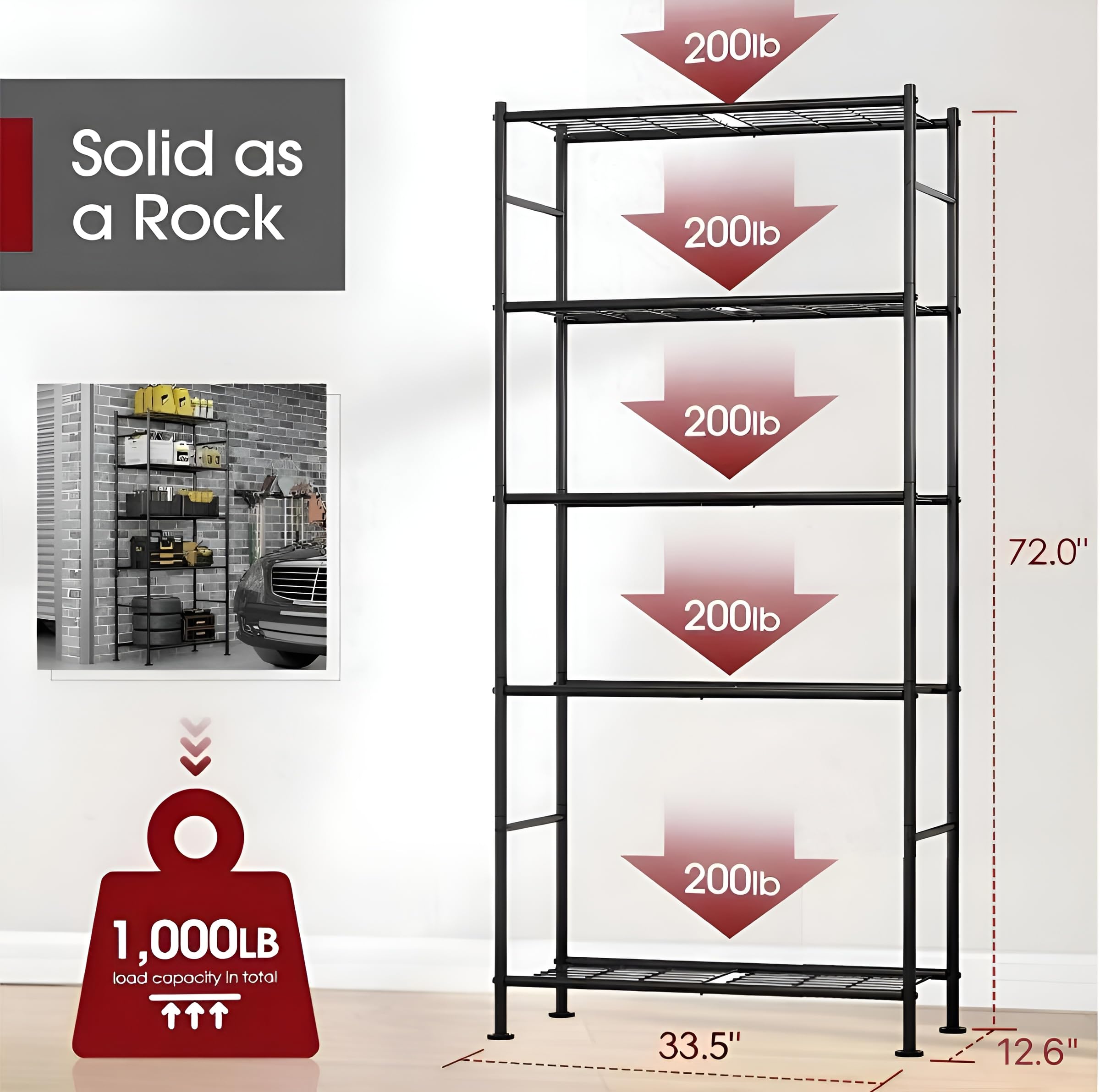 5-Tier Heavy Duty Metal Storage Shelving