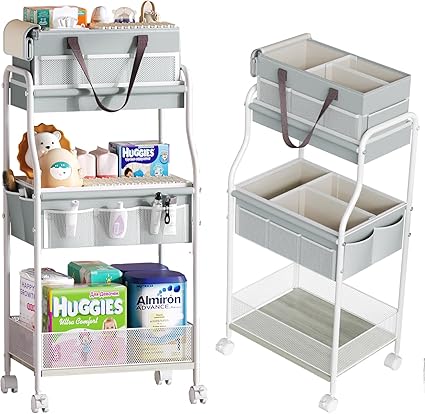 Baby Diaper Caddy Cart Organizer -3 Tier, Bedside Nursery