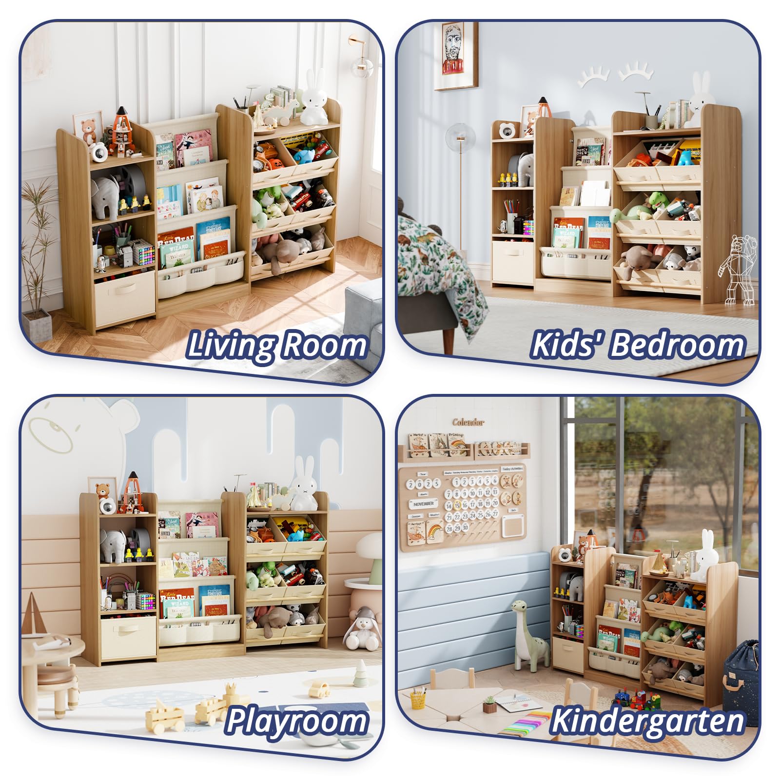 Kids Toy Storage Organizer with Bookshelf and 7 Bins