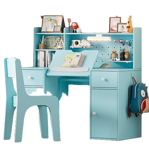 Kids Desk and Chair Set,Kids Study Desk with 3-Color Lights