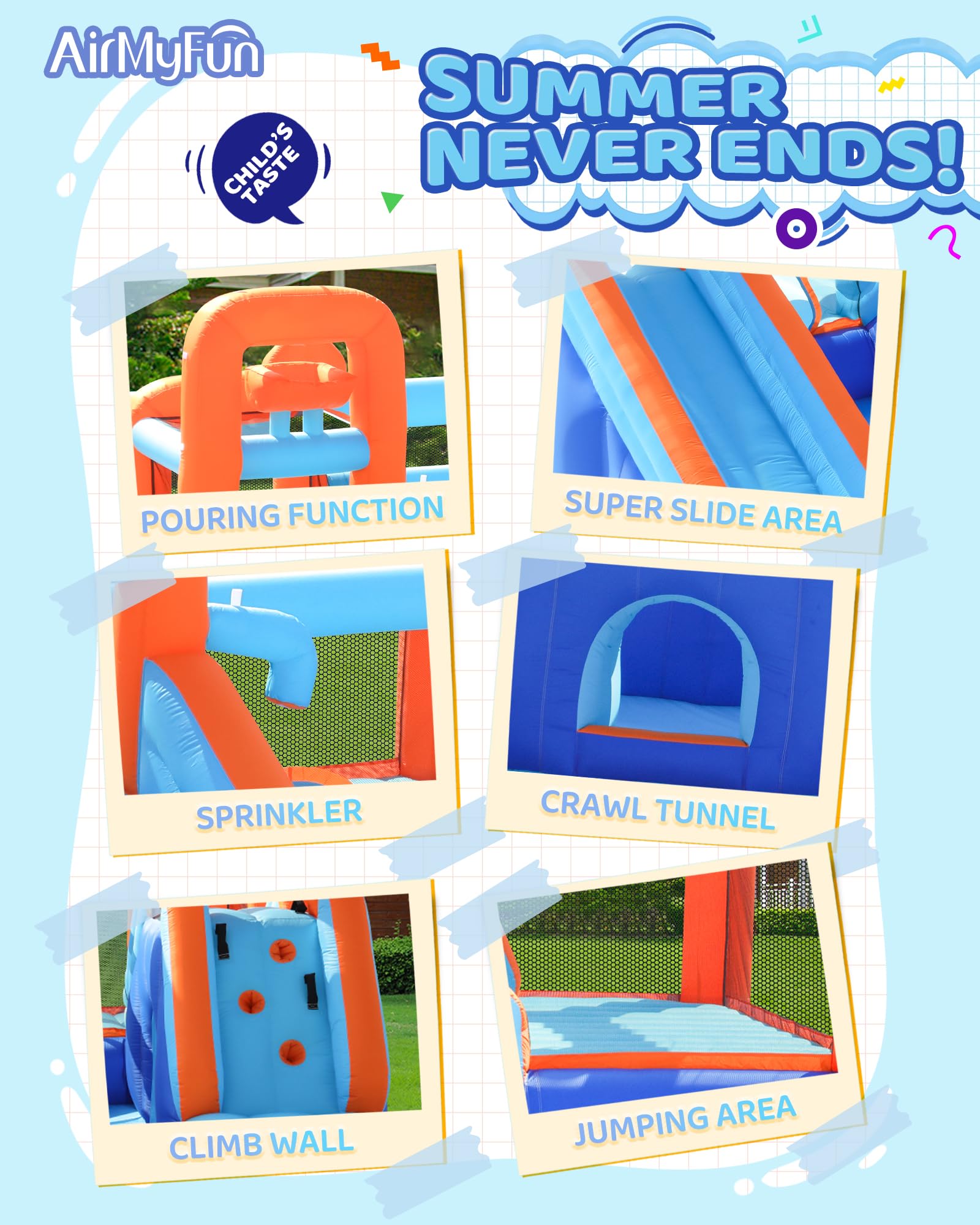Inflatable Bounce House with Double Slide and Ball Pit