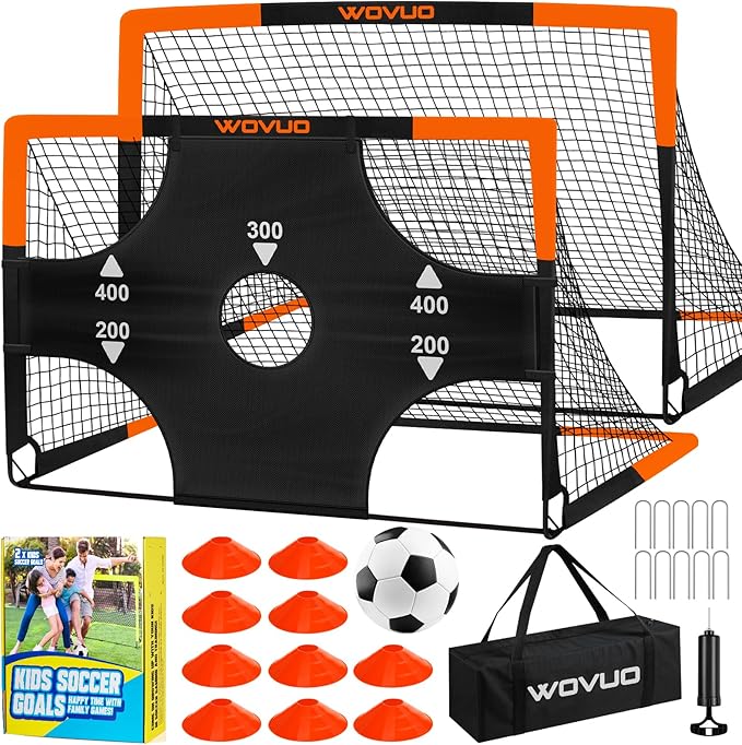 Kids Soccer Goals for Backyard Set of 2, 6x4 ft Portable Toddler Soccer Goal Training