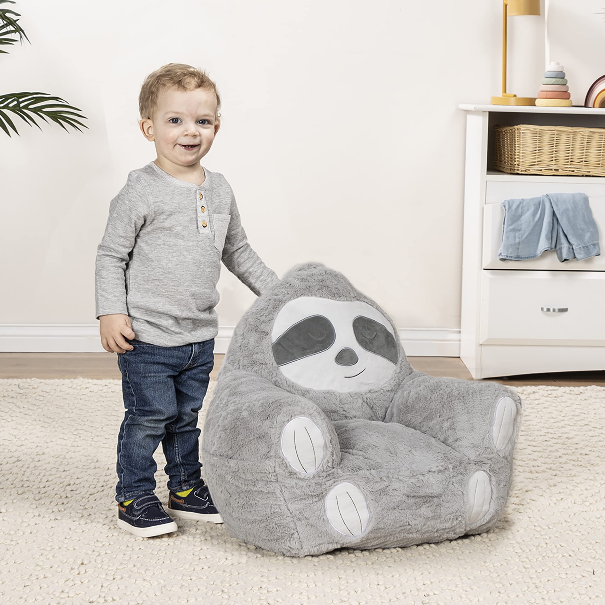 Sloth Toddler Plush Character Kids Chair Comfy Pillow Chair for Boys and Girls