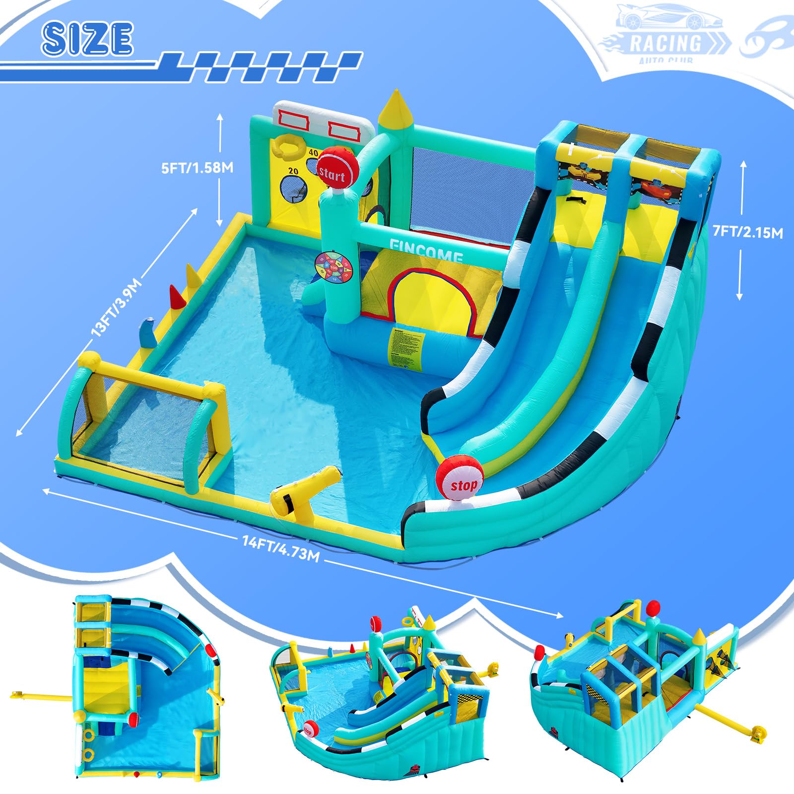Large Inflatable Bounce House with Double Water Slides