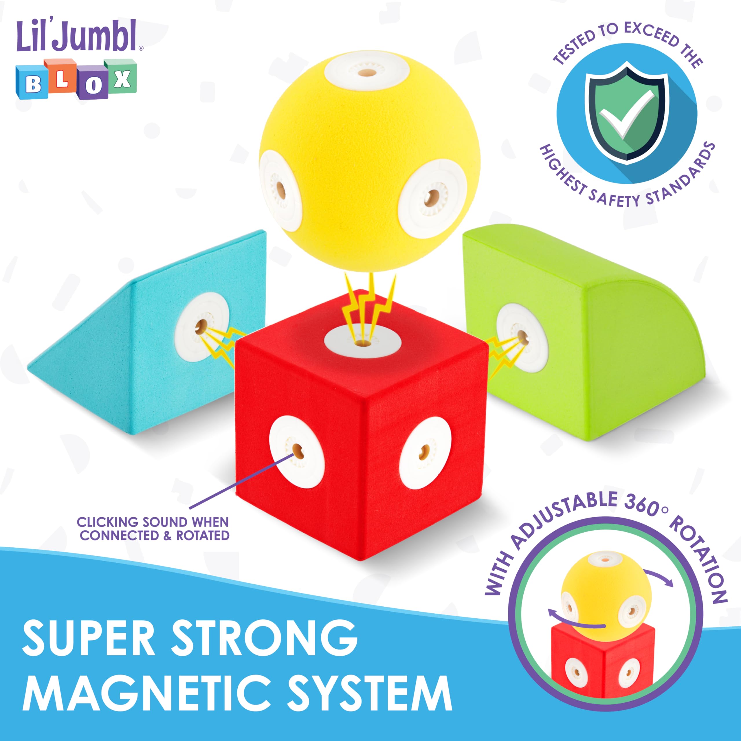 Lil' Jumbl Magnetic Foam – STEM Preschool Sensory Toys for Children, Toddlers, Boys and Girls – 35 Piece Castle Set, Bath Building Blocks, The Supreme Bath Toy, Engineering Toys for Kids 3-6