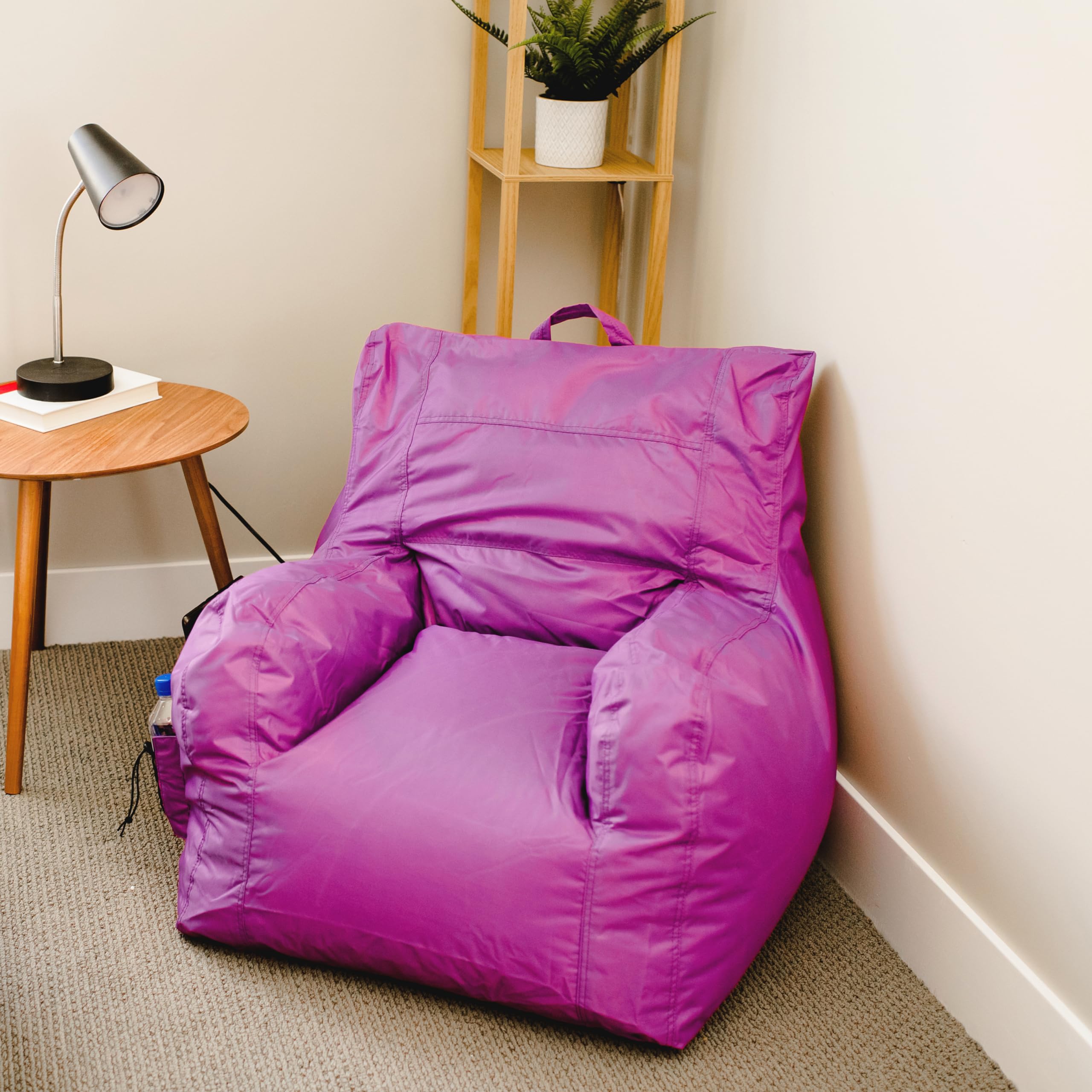 Dorm Bean Bag Chair with Drink Holder and Pocket