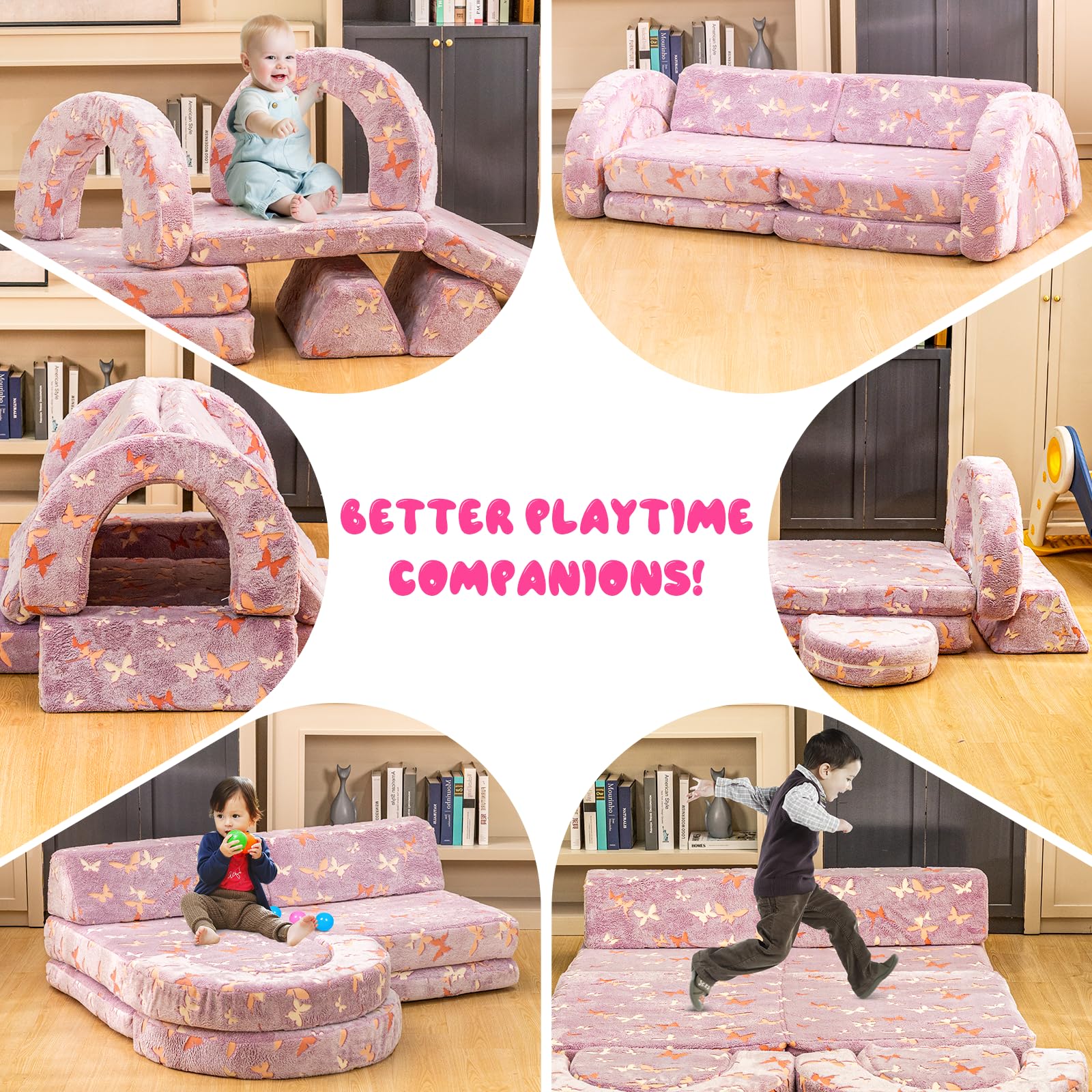 10-Piece Modular Kids Play Couch with Glow Feature