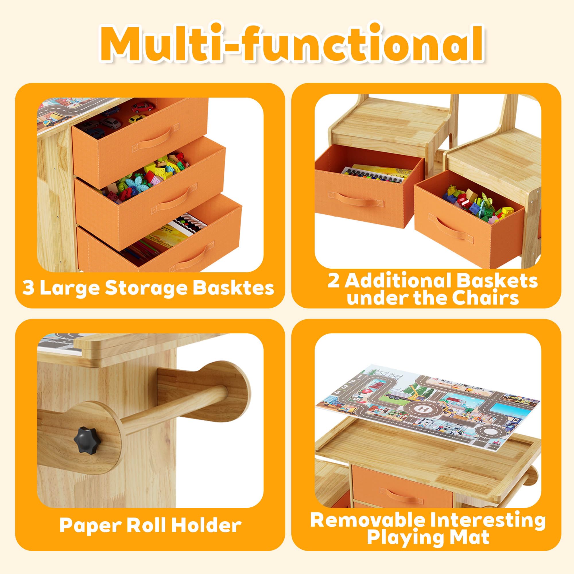 3-in-1 Kids Table and Chair Set with Storage