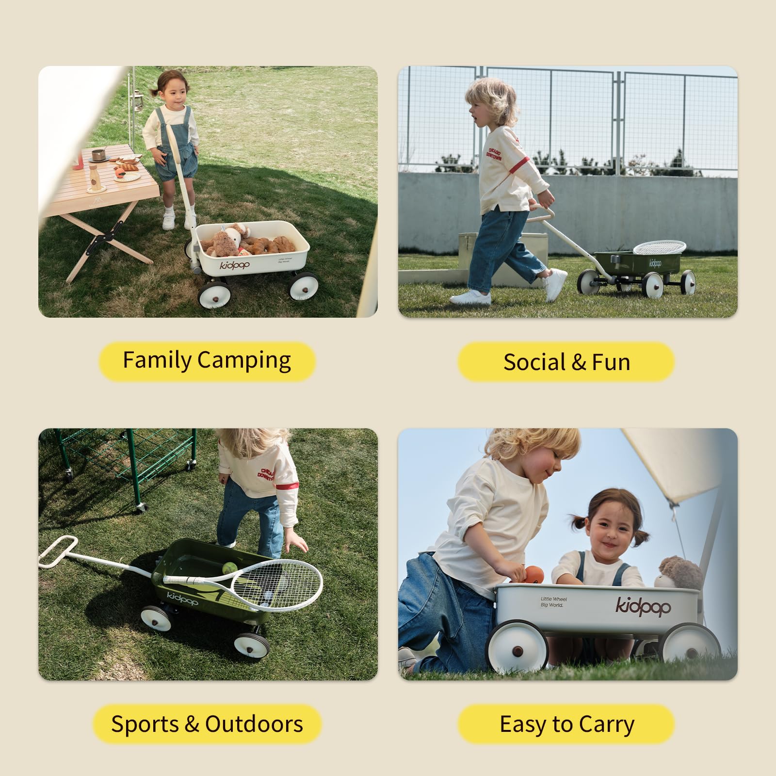 2-in-1 Kids Pull-Along Wagon Push Walker