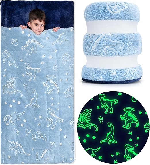 Glowing Stars Sleeping Bag for Kids - Ages 3+ Soft Toddler Girl