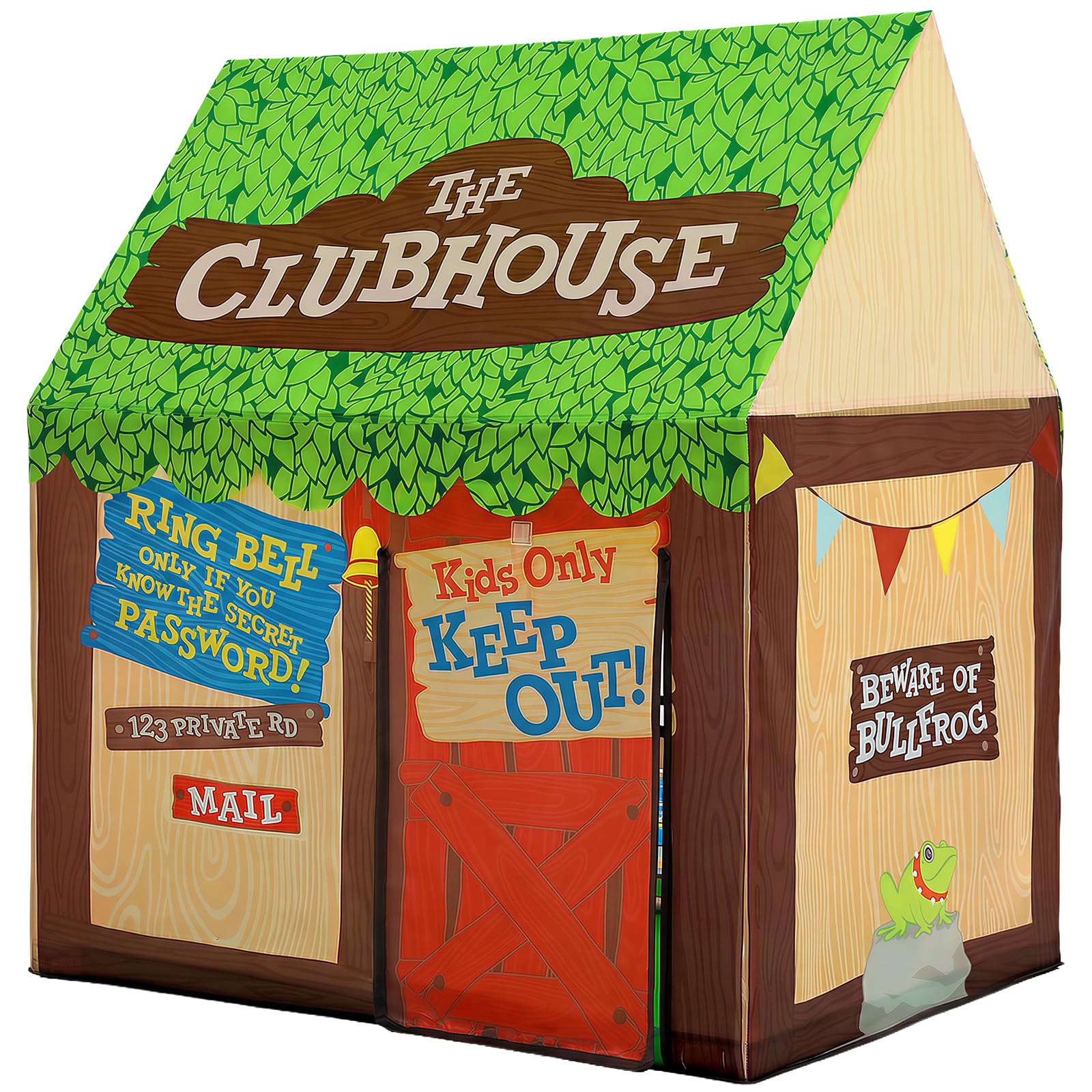 Kids Play Tent Indoor Clubhouse with Roll-Up Door and Windows