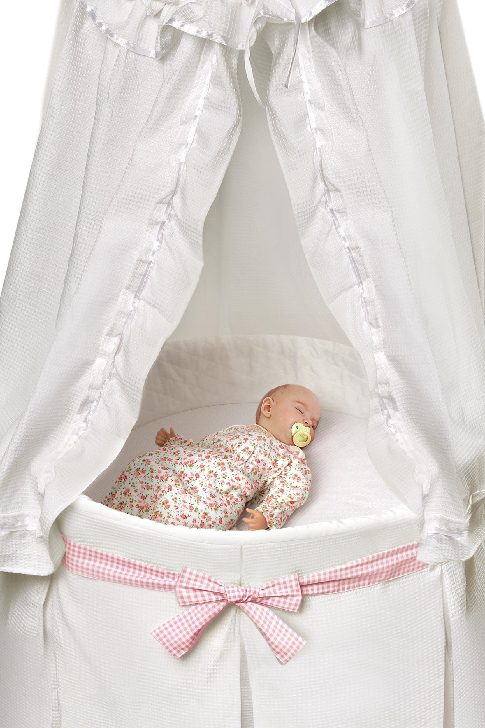 Round Baby Bassinet with Canopy and Storage