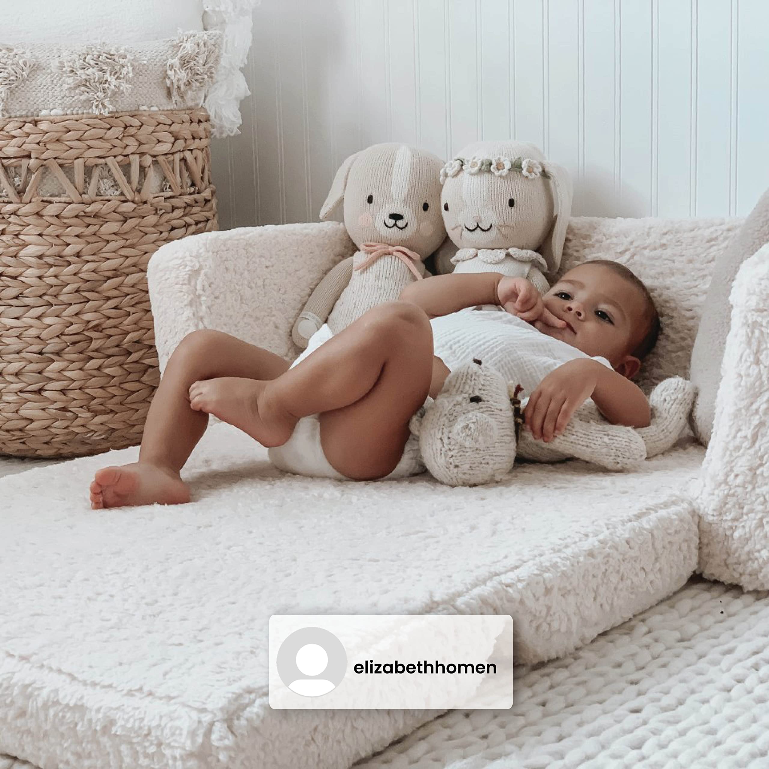 Kids Convertible Sofa to Lounger with Sherpa Slipcover