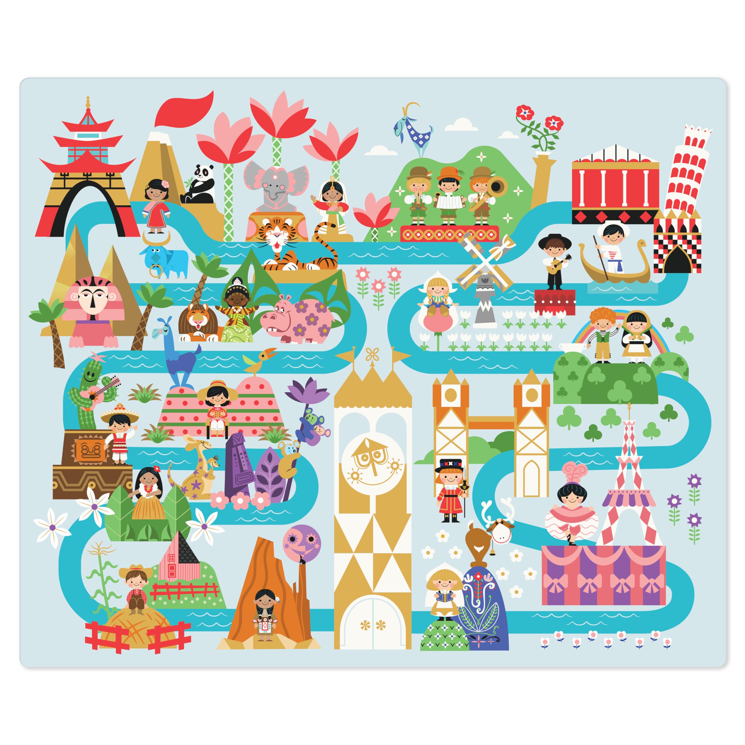 Disney Throw Blanket, 60" x 50" (It's a Small World Map) Gift for Birthday