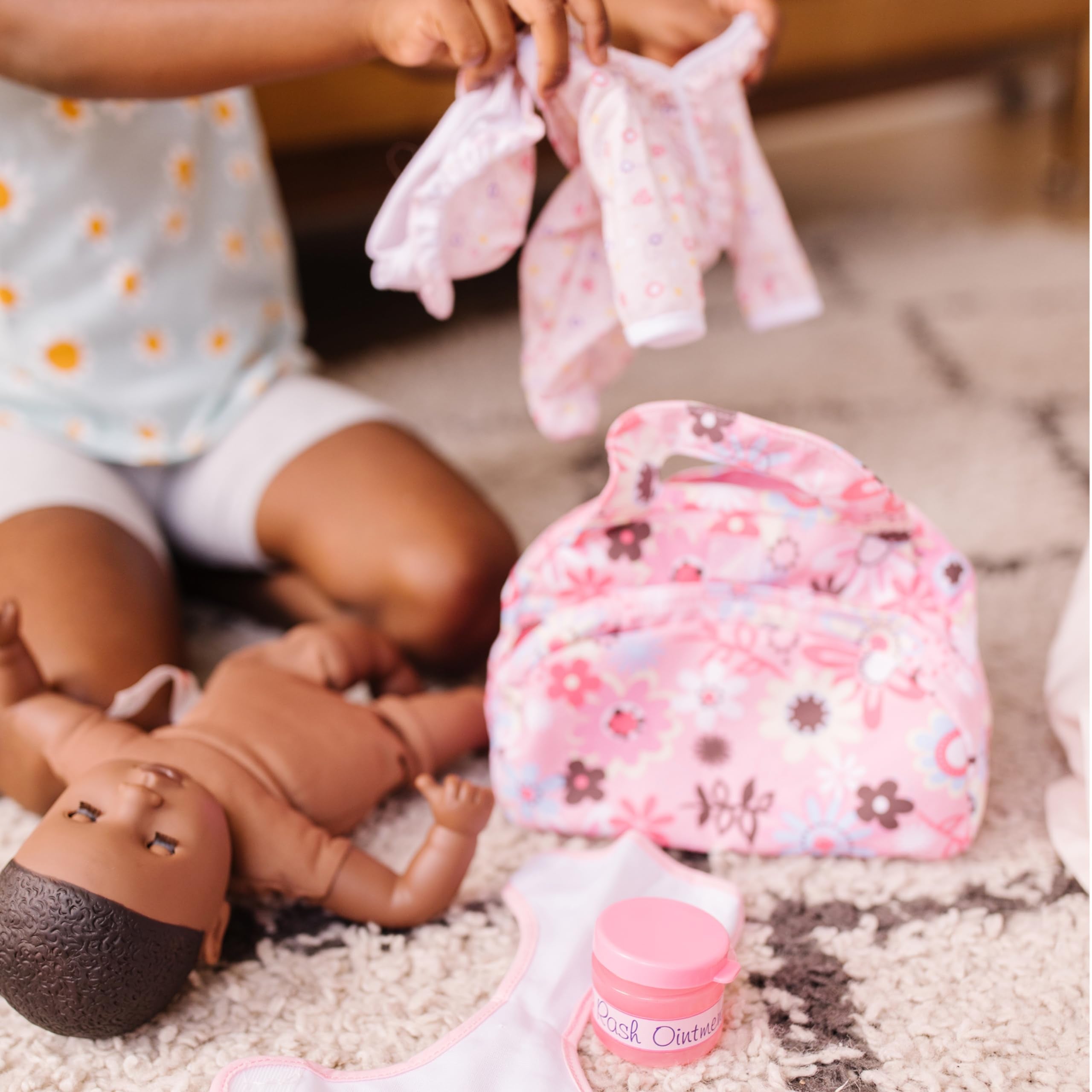 Doll Feeding and Changing Accessories - Bib, Bag, Diaper, Wipes, Utensils