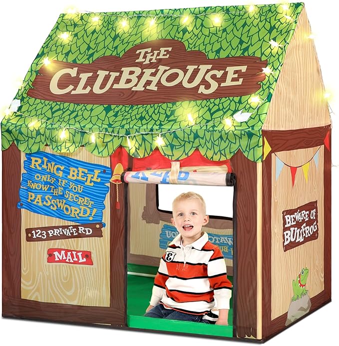 Kids Play Tent Indoor: Clubhouse Tent for Kids with Roll-up Door and Windows