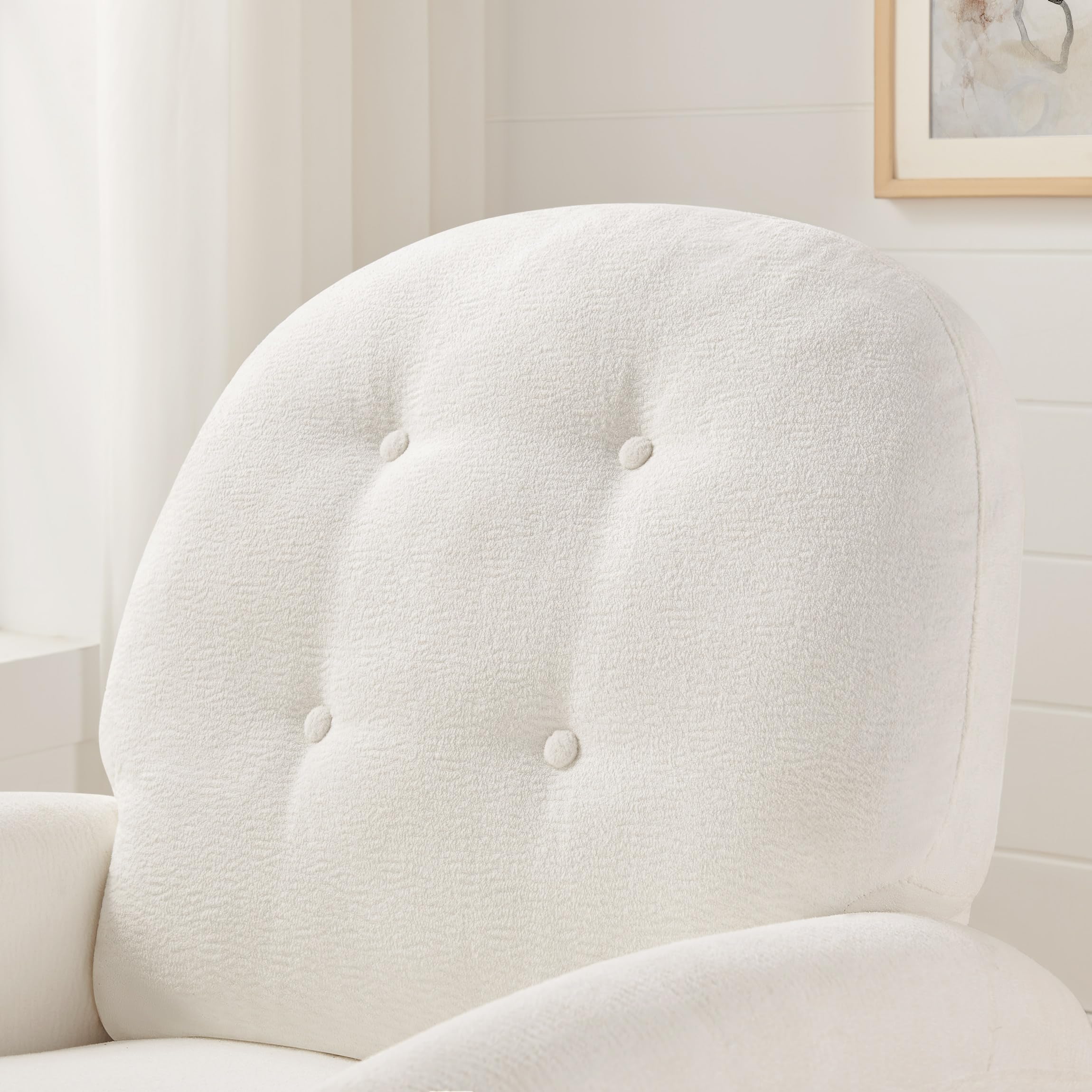 Swivel Rocker Recliner Chair, Nursery Rocking Chair with Tufted Backrest