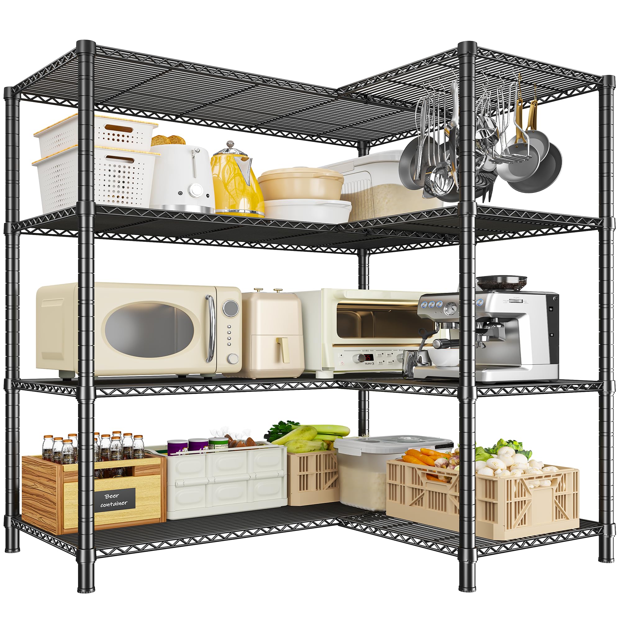 Wide Metal Storage Shelving Unit 4-Tier Heavy Duty Wire Rack