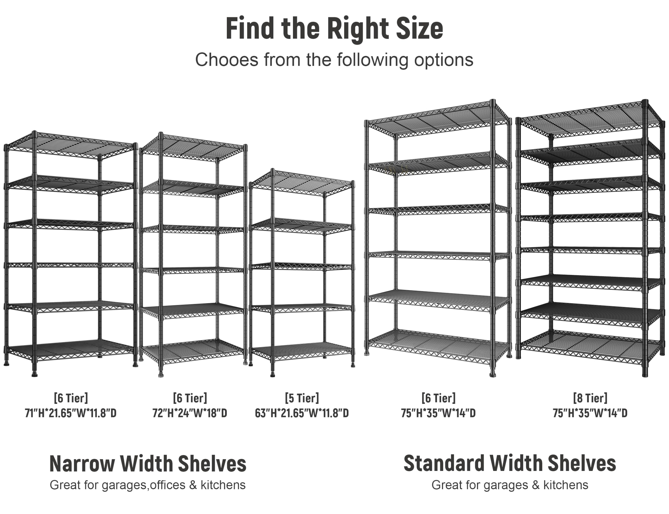 6-Tier Heavy Duty Metal Wire Shelving Unit
