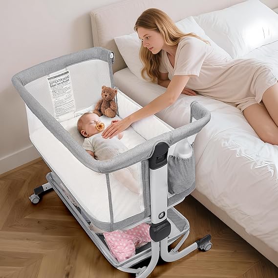Baby Bassinet Bedside Sleeper, Upgraded Stability Bedside Crib