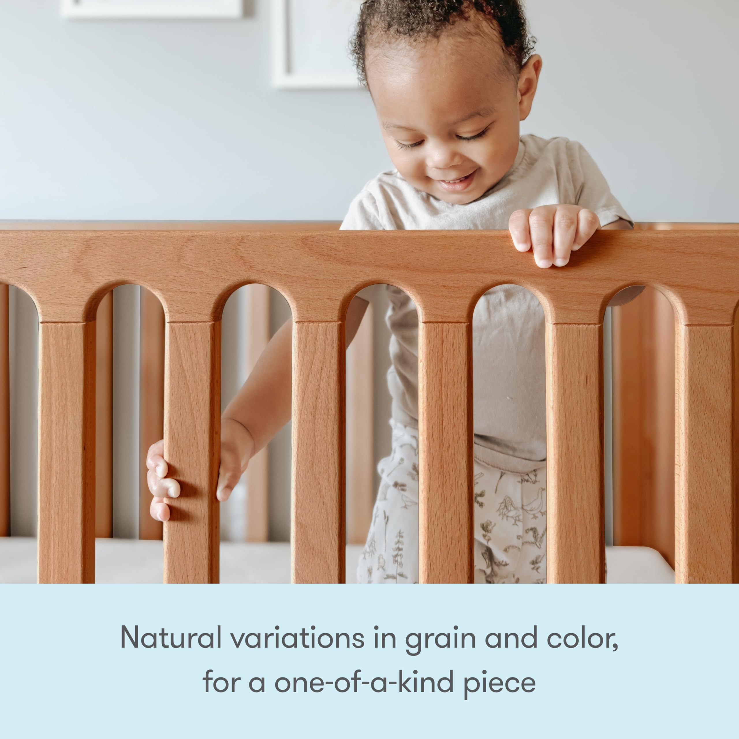 Convertible Crib Solid Beech Wood 3-in-1