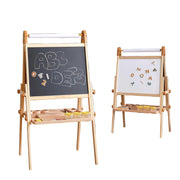 Easel for Kids, Double-Sided Magnetic Easel, Adjustable Wooden Kids