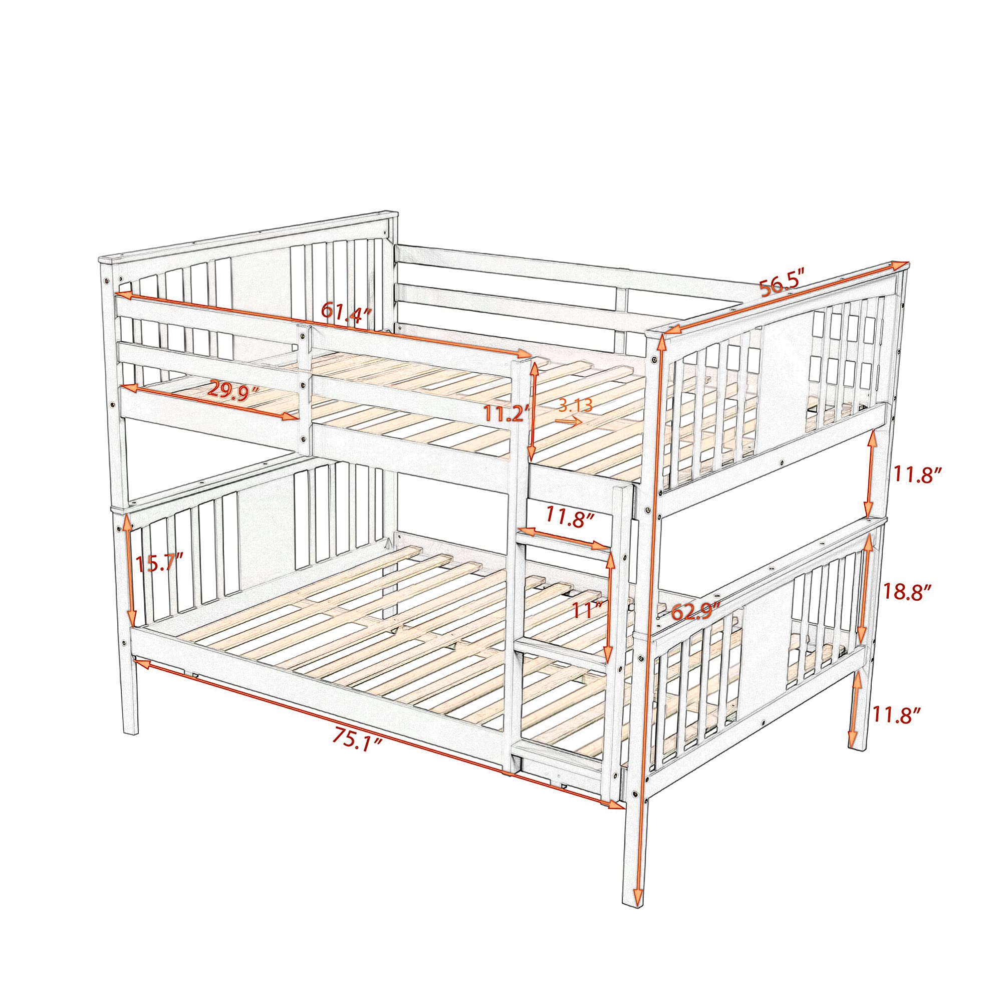 Full Over Full Bunk Bed with Ladder