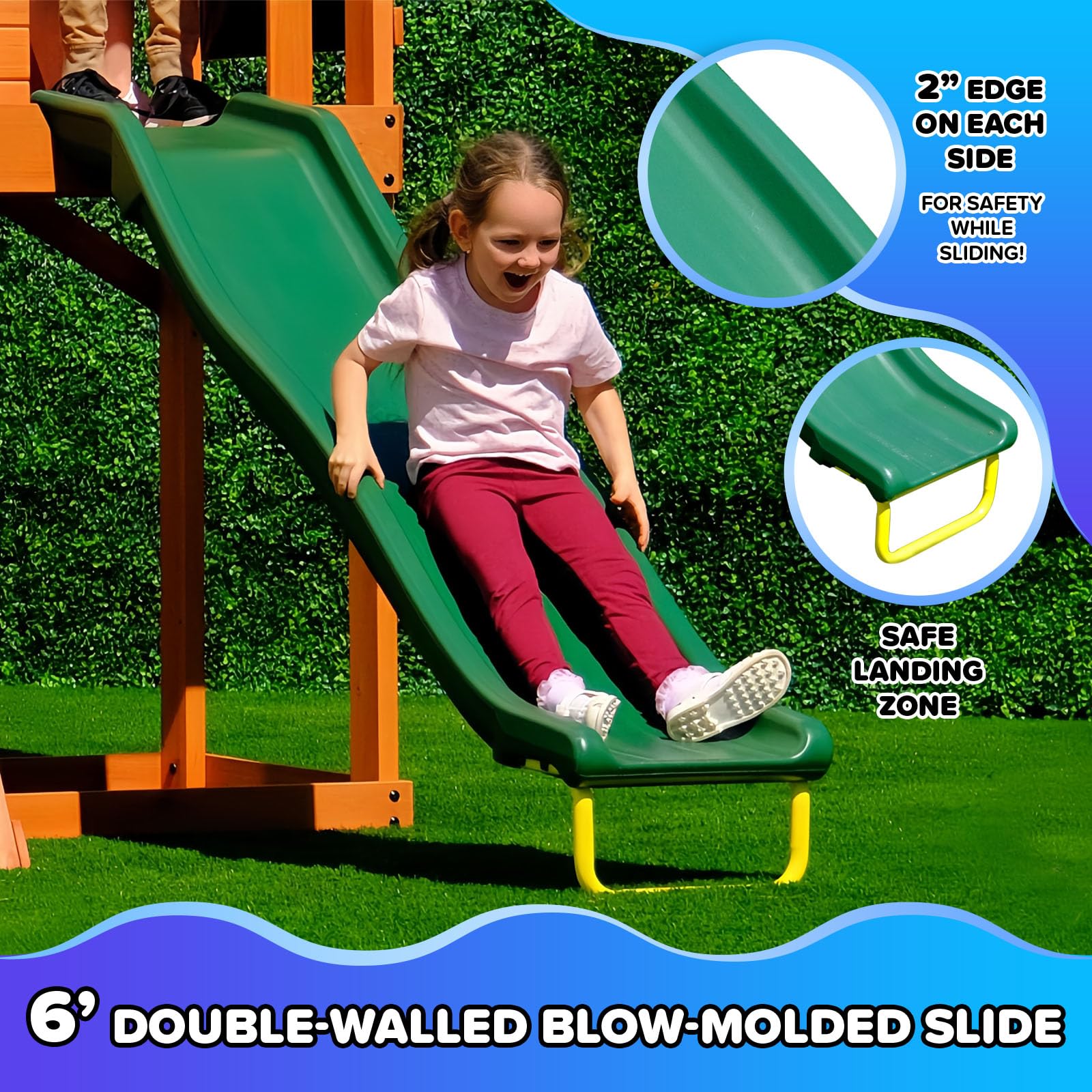 Wooden A-Frame Swing Set with Slide and Sandbox