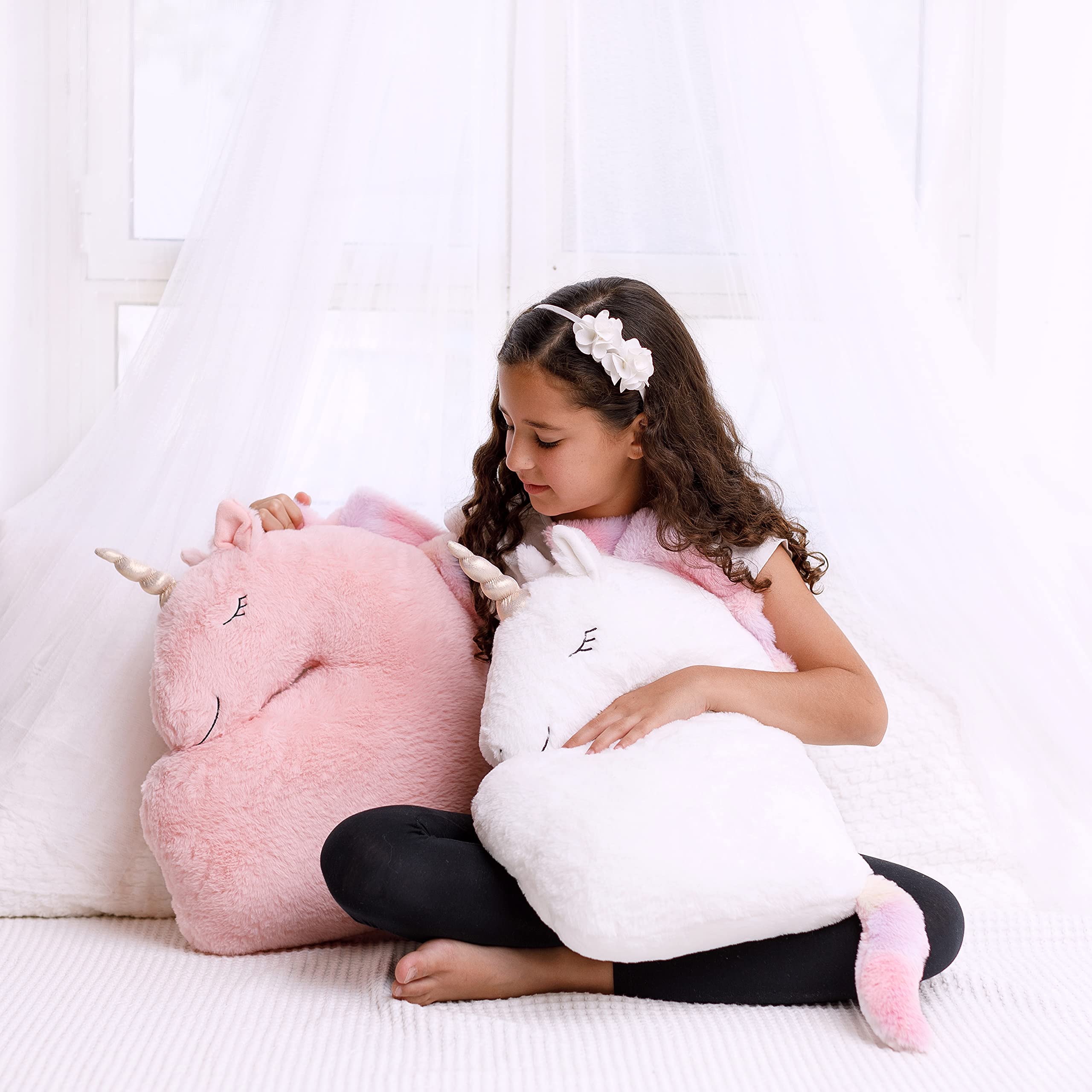 Design Set of 2 Decorative Unicorn Pillows for Girls Kids Bed Room