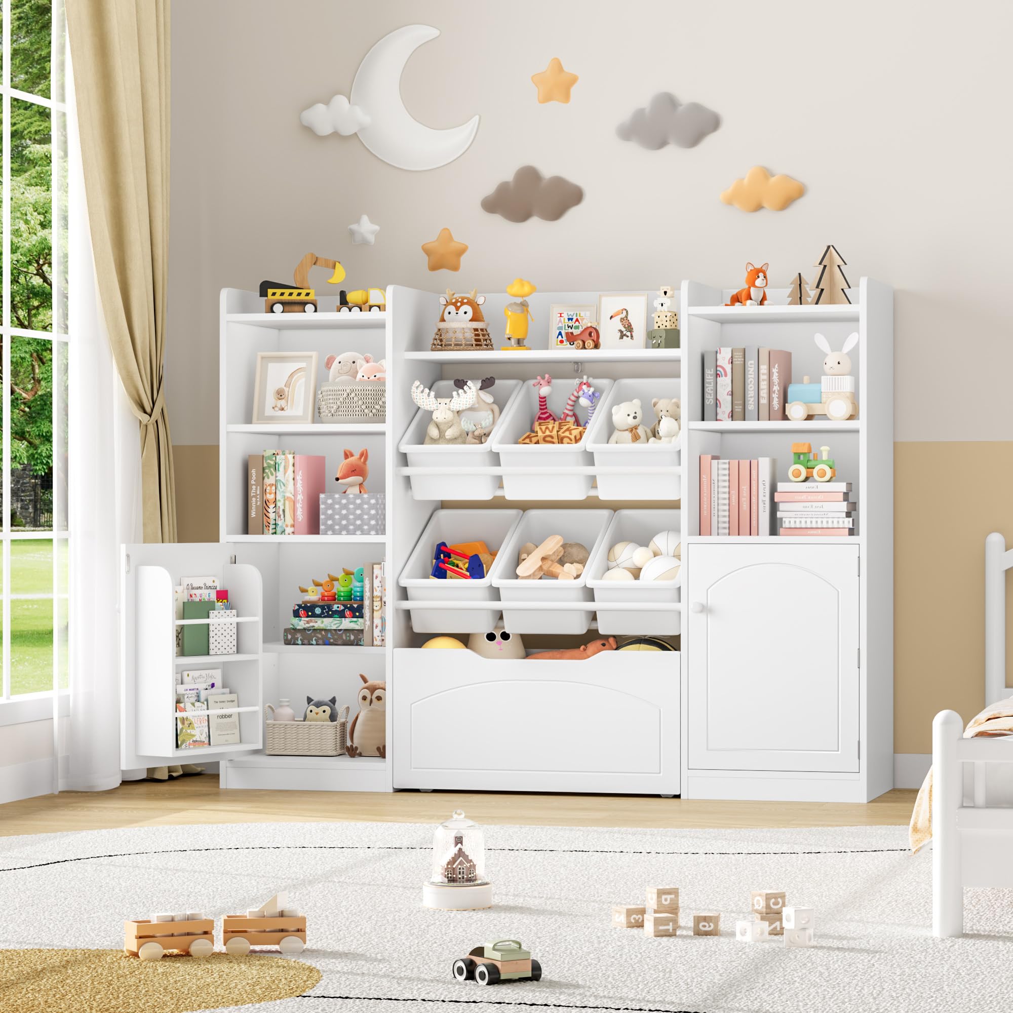 55” Toy Storage Organizer with Removable Bins