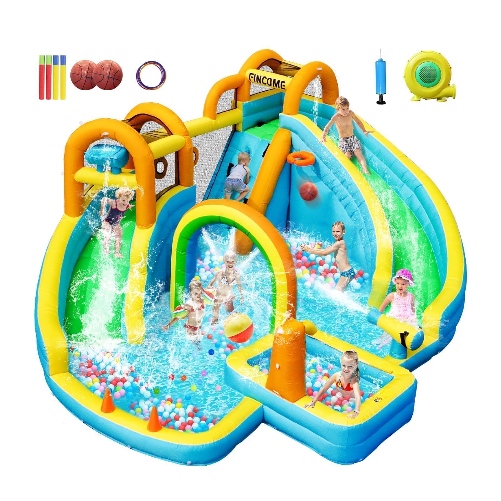 Inflatable Water Slide Bounce House with Dual Slides