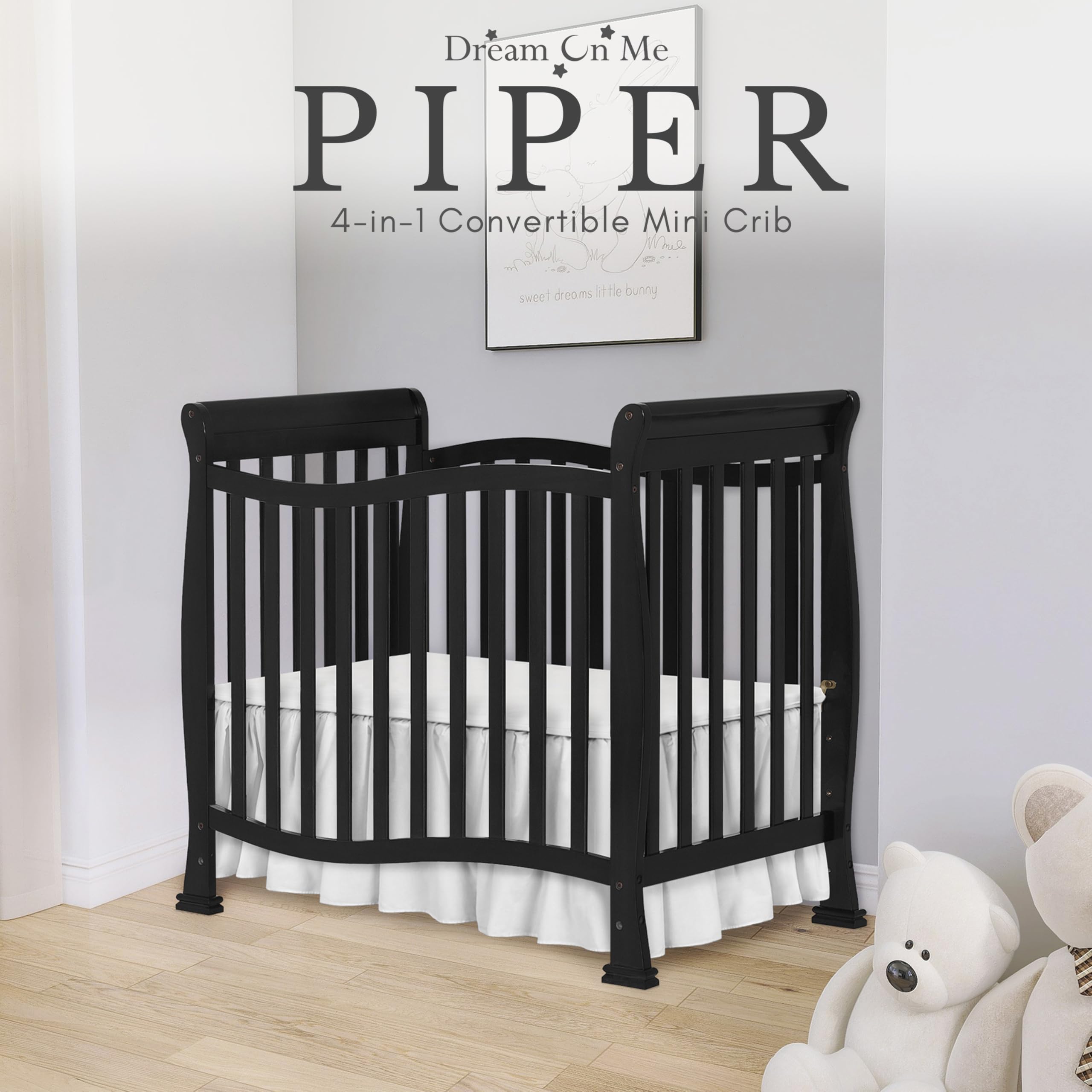 Violet 4-In-1 Convertible Mini Crib In Black
