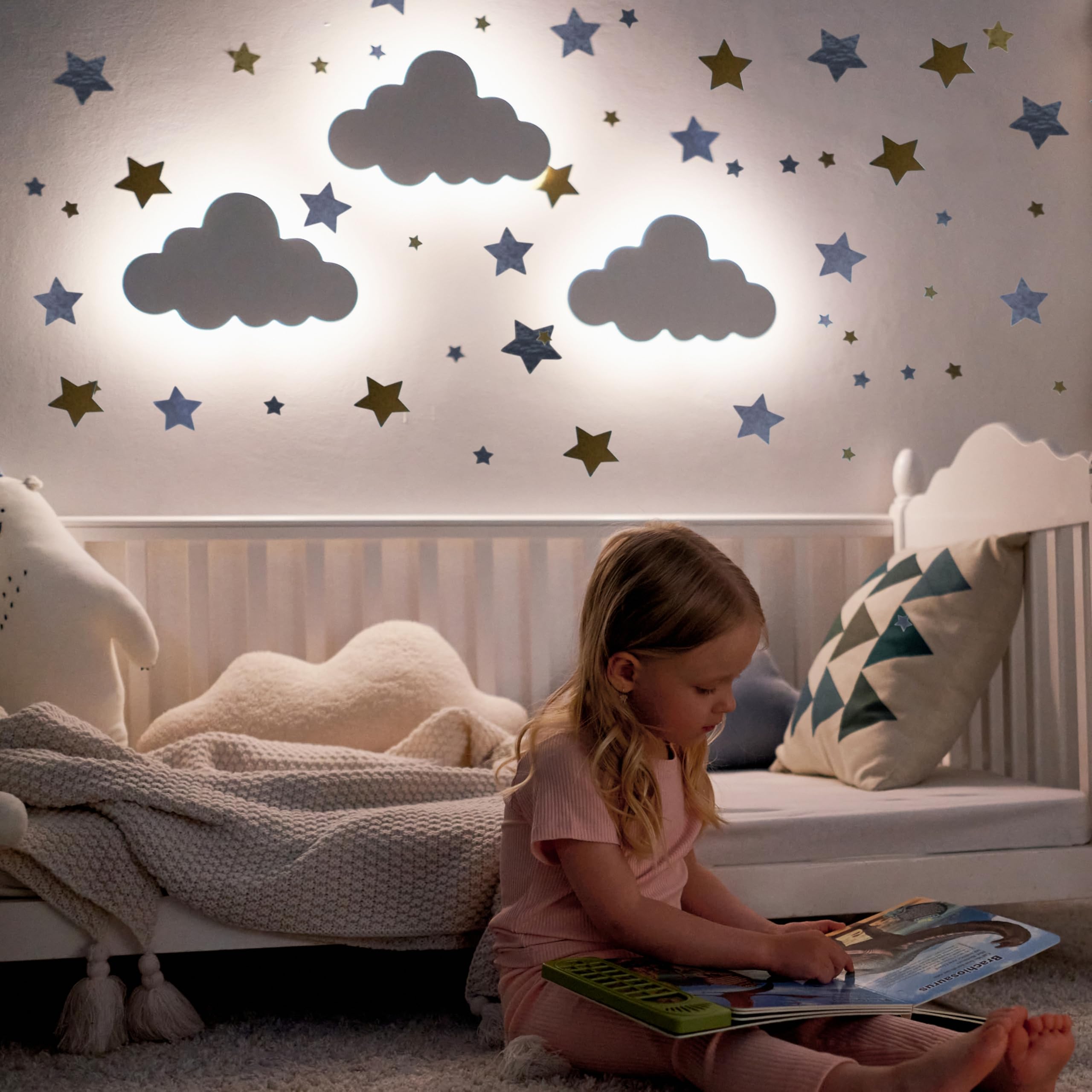 Wall (Pack of 1) with Star Wall Decals for Nursery Decor – Rechargeable